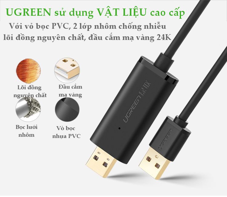 Dây data USB 2.0 (Data Link) truyền dữ liệu giữa các máy tính dài UGREEN 20233