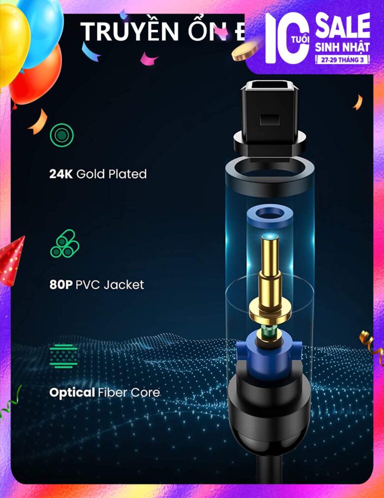 Cáp quang âm thanh Digital Optical Audio Toslink dài 2m Ugreen 70892 cao cấp