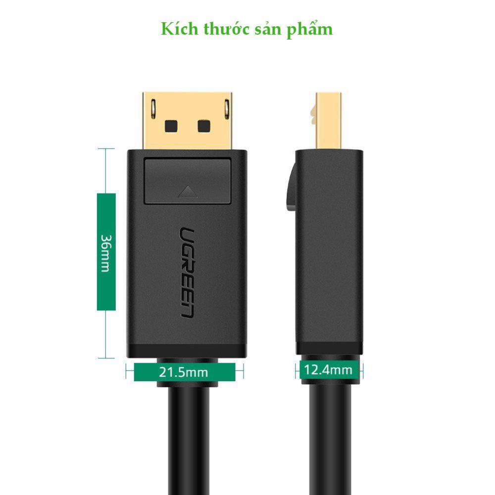 Cáp Displayport 2 đầu dương 1,5M hỗ trợ 2K*4K@60Hz 28AWG Ugreen 10245 cao cấp