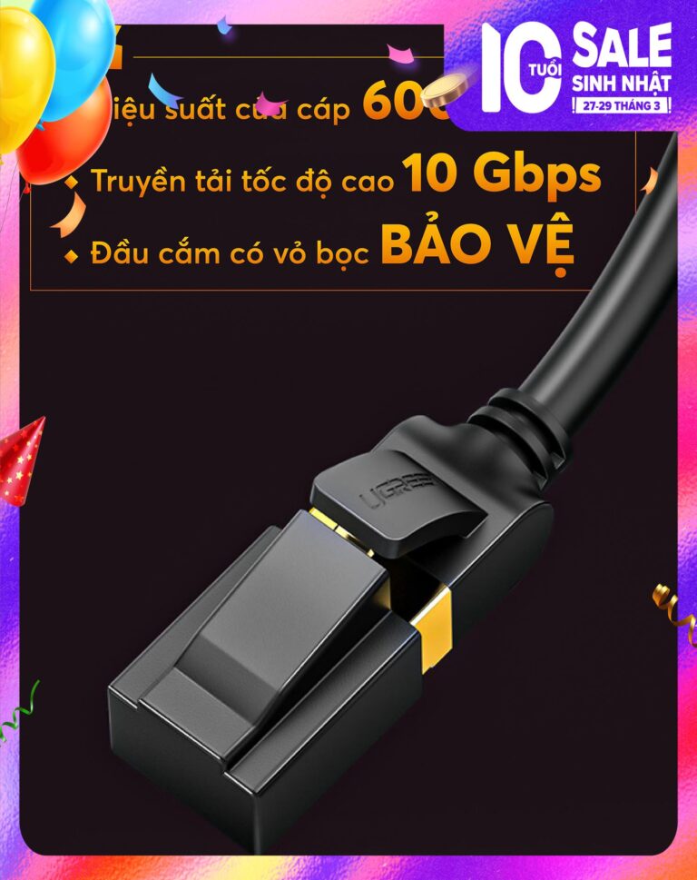 Cáp mạng đúc sẵn Cat7 F/FTP dài 10m tròn Ugreen 11273 cao cấp