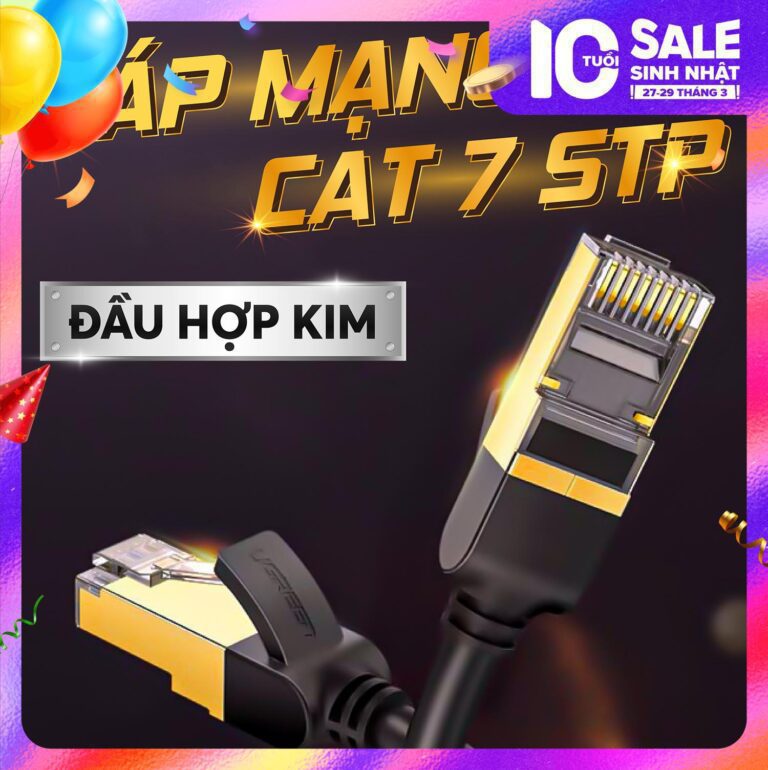 Cáp mạng đúc sẵn Cat7 F/FTP dài 10m tròn Ugreen 11273 cao cấp