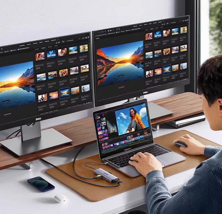 Hub USB Type-C 9 trong 1 ra HDMI 4K@30Hz, VGA, USB 3.0, Lan 1Gbps, SD/TF, Sạc PD 100W Ugreen 15600
