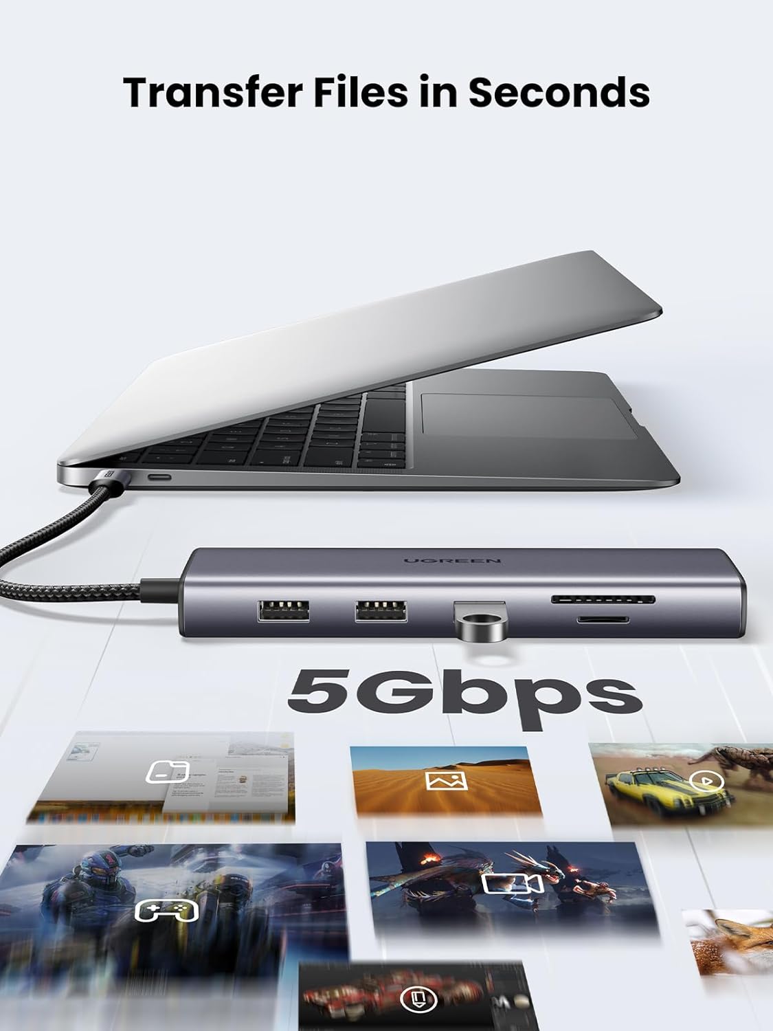 Hub USB Type-C 10 trong 1 ra HDMI, VGA, USB, Lan 1Gbps, 3.5mm, SD/TF, Sạc PD 100W Ugreen 15601