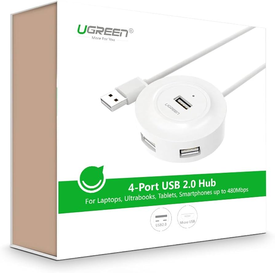 Bộ chia 4 cổng USB 2.0 Ugreen 20270 màu trắng