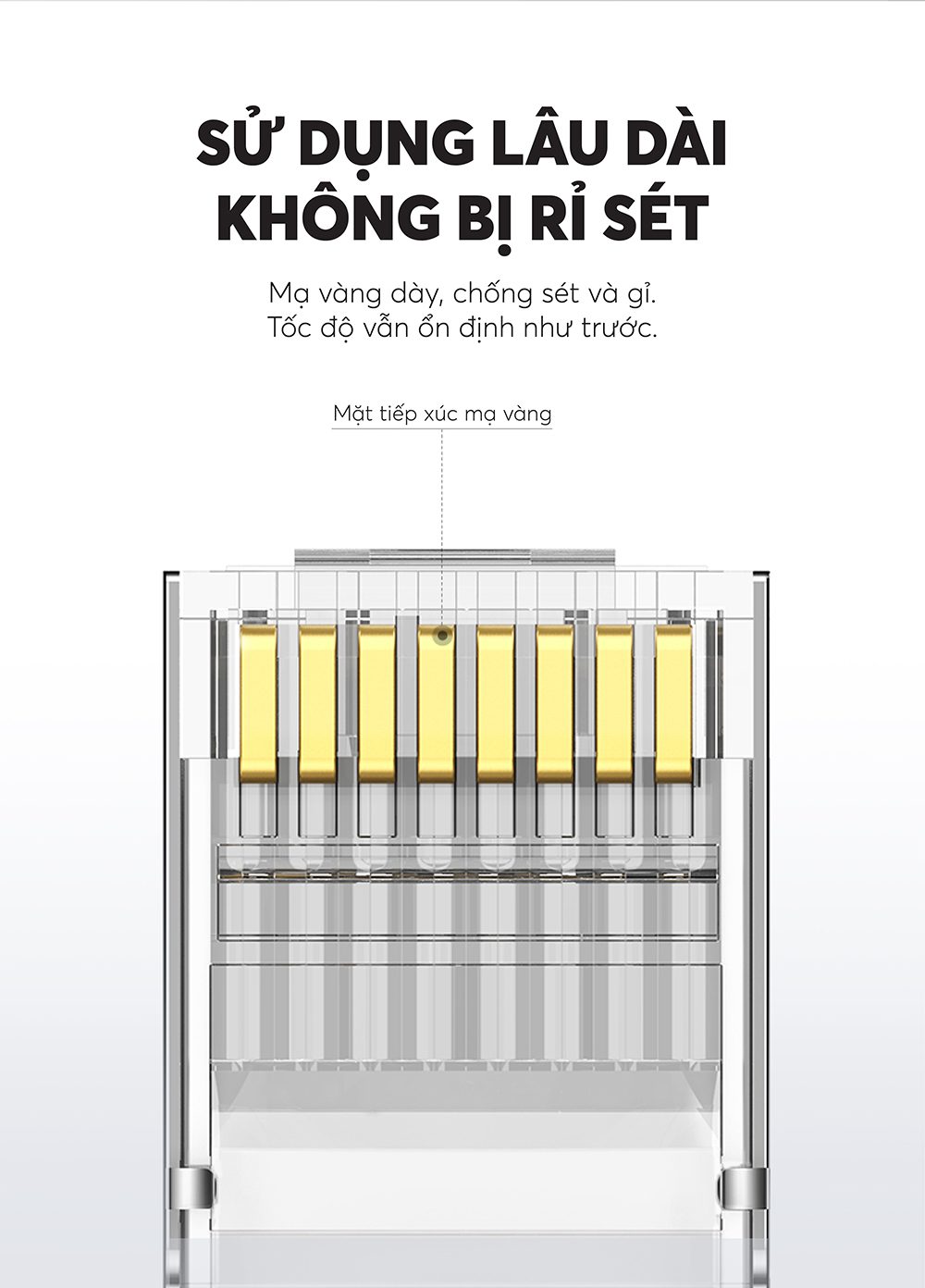 Đầu bấm mạng RJ45 cat 6 bọc nhôm 10c/túi chính hãng Ugreen 20333 cao cấp
