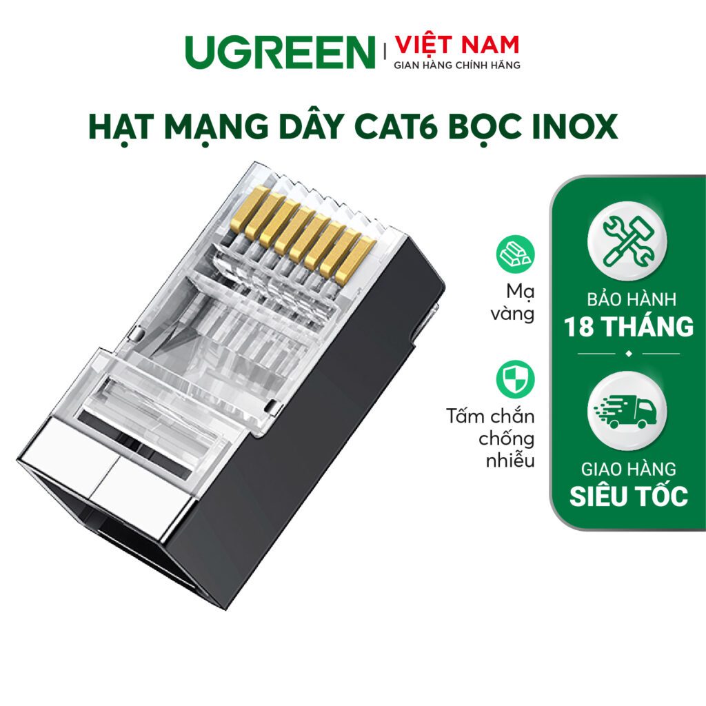 Hạt mạng RJ45 Cat6 50c/túi chính hãng Ugreen 50247 cao cấp