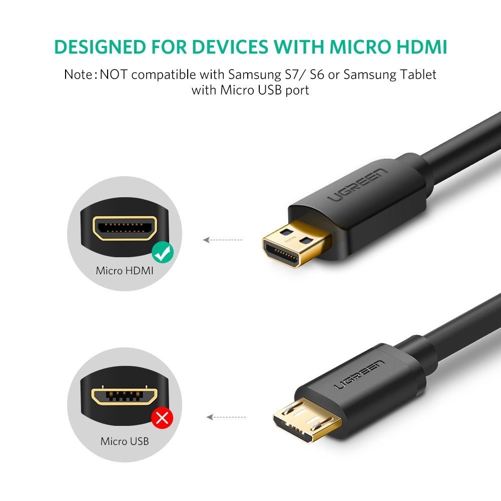 Cáp Micro HDMI to HDMI dài 3m chính hãng Ugreen 30104 cao cấp