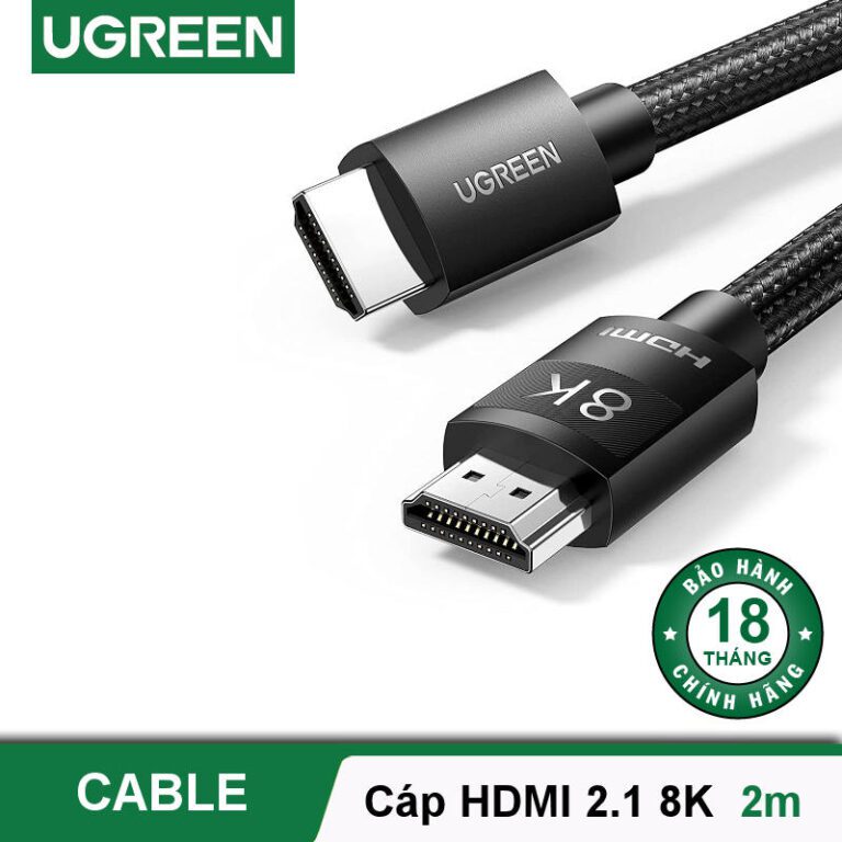 Cáp HDMI 2.1 dài 2M 8K@60Hz 48Gbps hỗ trợ HDR eARC Ugreen 40180 cao cấp