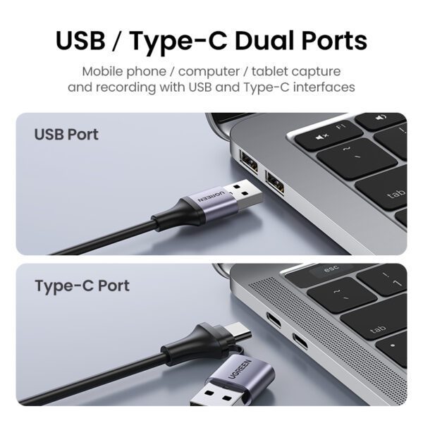 USB Capture HDMI, live streaming 1080P HDMI to USB 2.0, Type-C Ugreen 40189 cao cấp