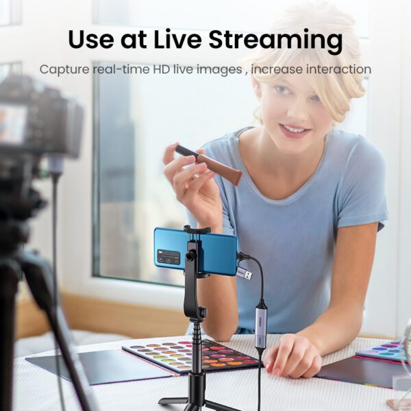 USB Capture HDMI, live streaming 1080P HDMI to USB 2.0, Type-C Ugreen 40189 cao cấp