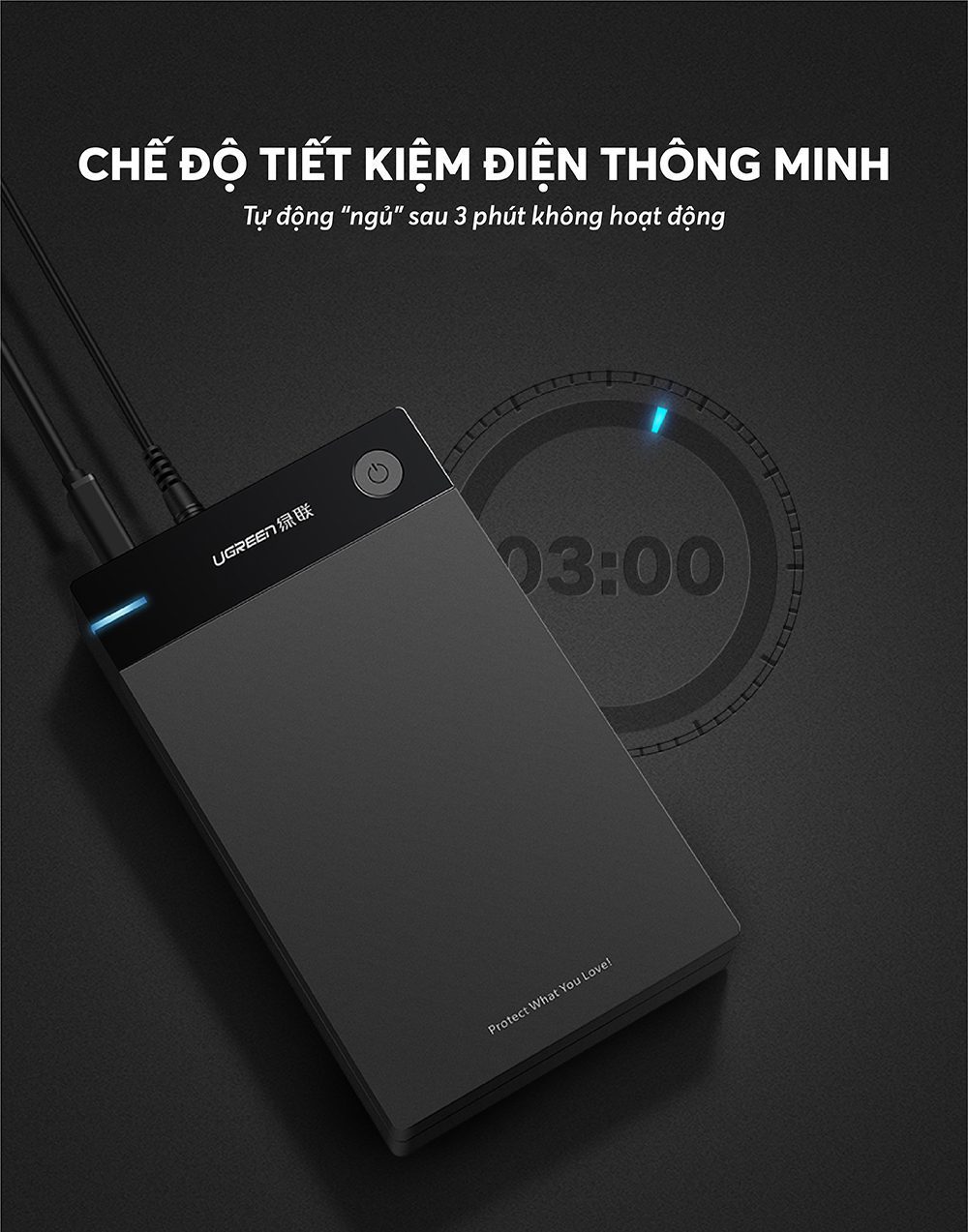 Hộp đựng ổ cứng 3.5 inch Sata/USB 3.0 hỗ trợ 16TB chính hãng Ugreen 50422 cao cấp
