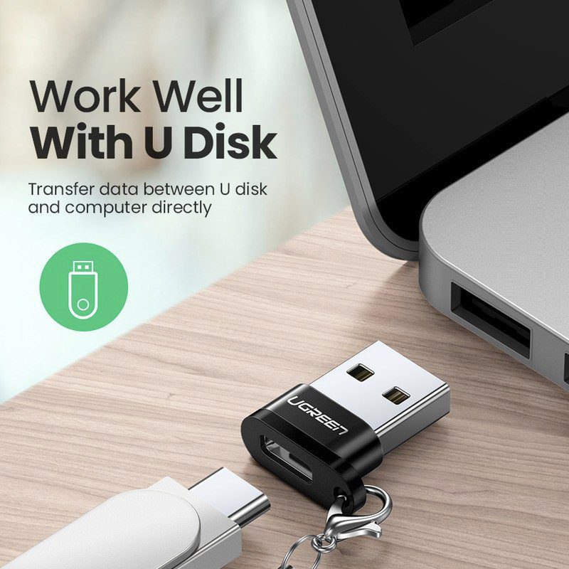Đầu chuyển đổi USB Type-A sang Type-C hỗ trợ sạc nhanh 18w, dữ liệu Ugreen 50568 cao cấp