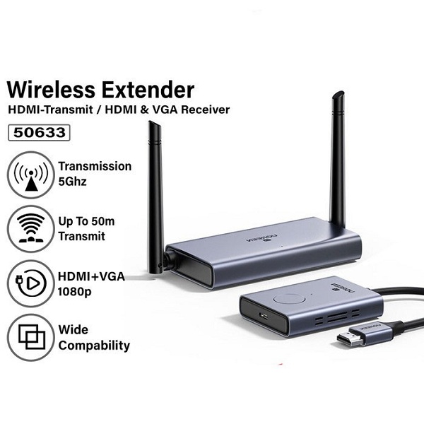 Bộ phát nhận tín hiệu HDMI+VGA không dây 50m 1080p@60hz sóng 5Ghz Ugreen 50633A cao cấp (vỏ nhôm)