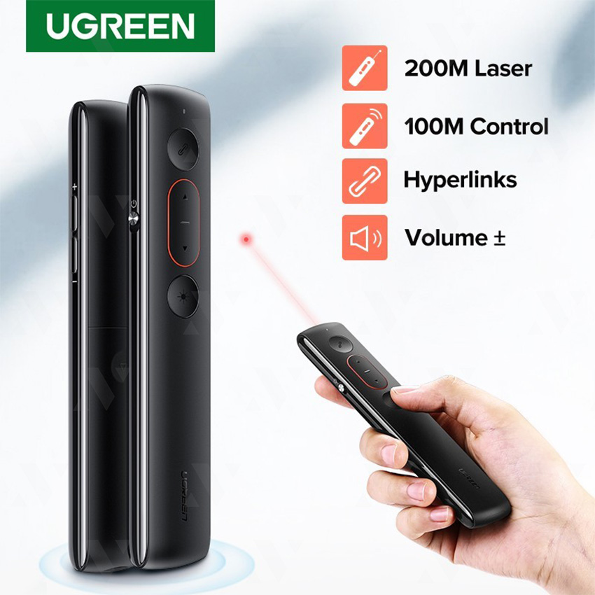 Bút trình chiếu Laser không dây chính hãng Ugreen 50654 cao cấp (Led đỏ, chiếu xa 200M)
