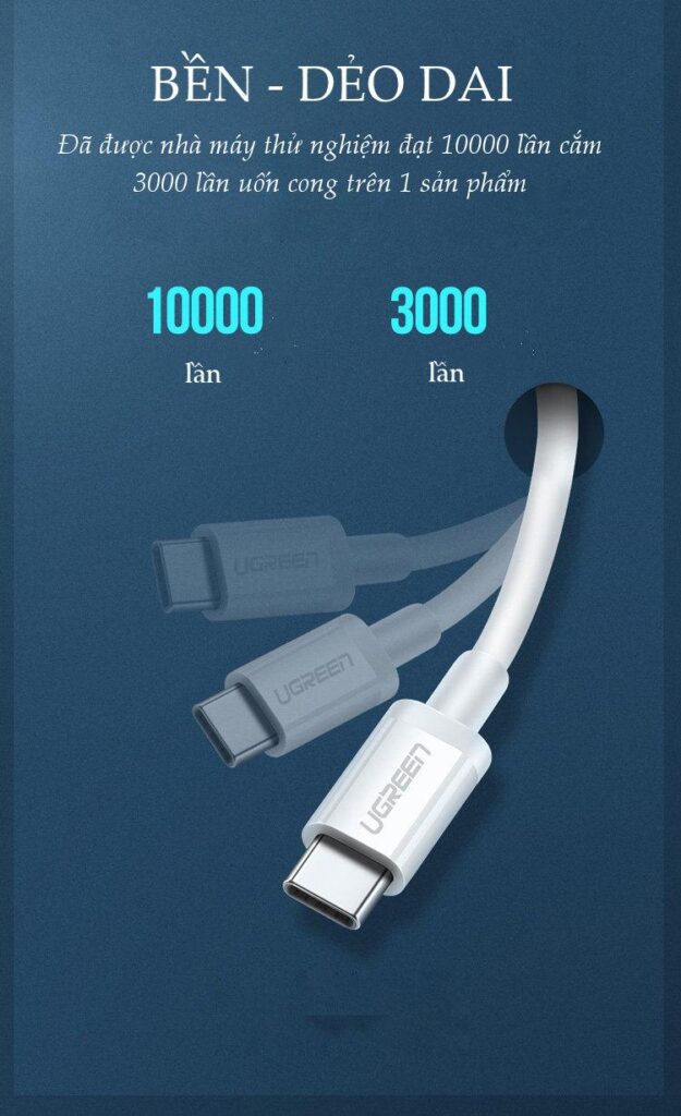 Cáp sạc, dữ liệu USB Type-C to USB Type-C dài 1,5M hỗ trợ PD 60W Ugreen 60519