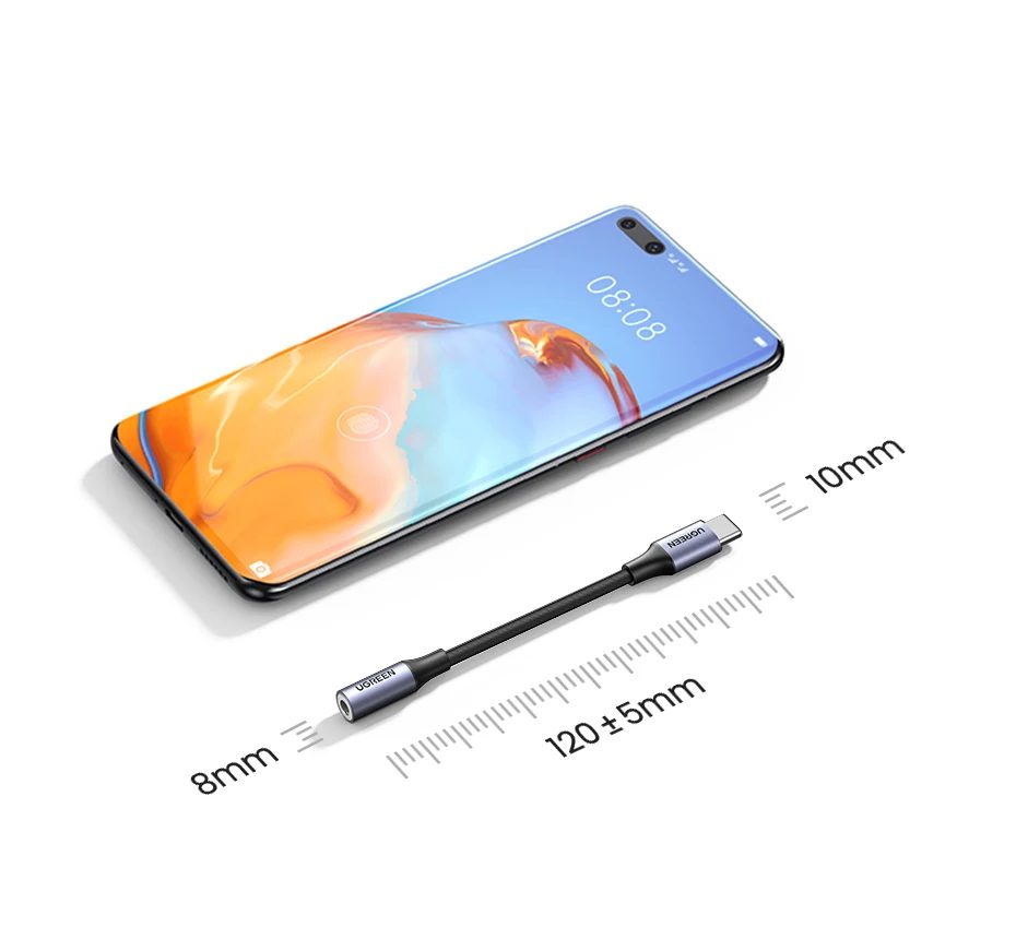 Cáp chuyển đổi âm thanh USB Type-C ra 3.5mm có chip DAC Ugreen 80154 cao cấp (Xám)