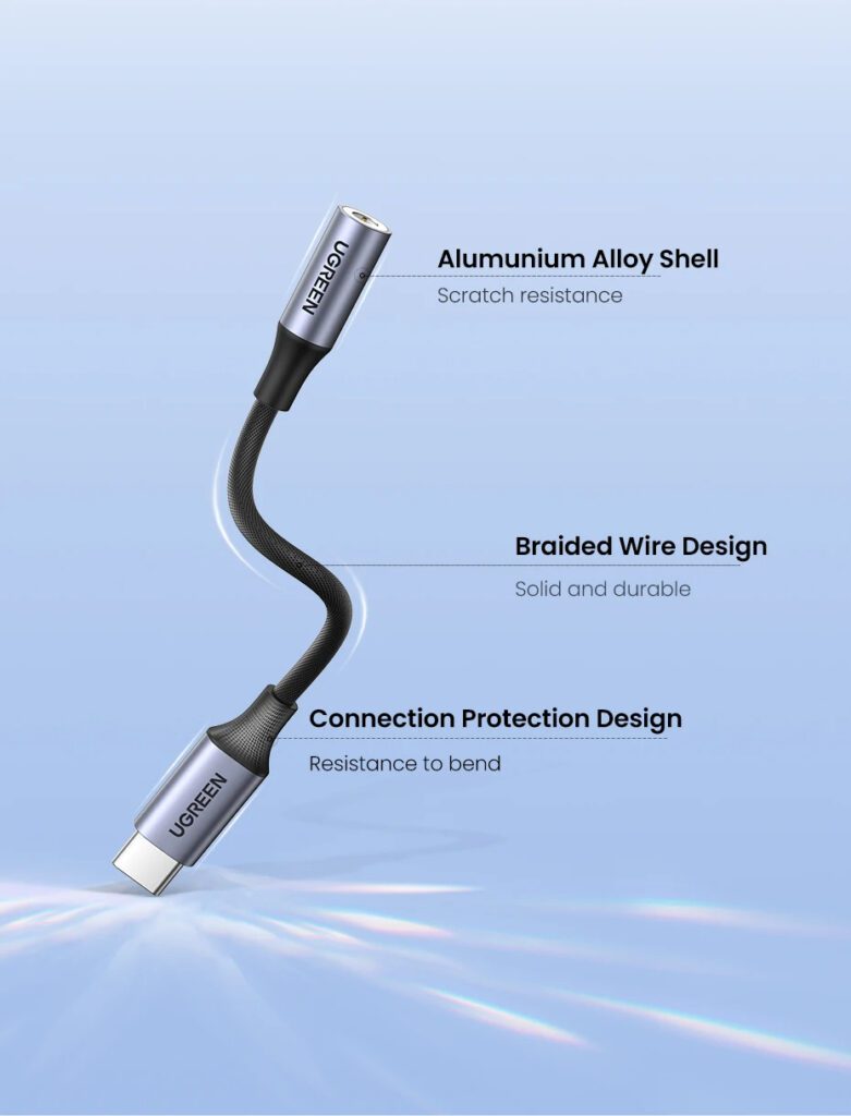 Cáp chuyển đổi âm thanh USB Type-C ra 3.5mm có chip DAC Ugreen 80154 cao cấp (Xám)