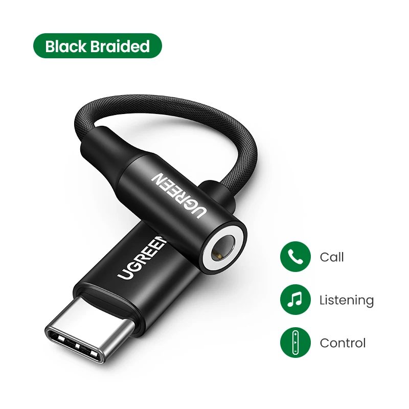 Cáp chuyển đổi âm thanh USB Type-C ra 3.5mm có chip DAC Ugreen 80154 cao cấp (Xám)