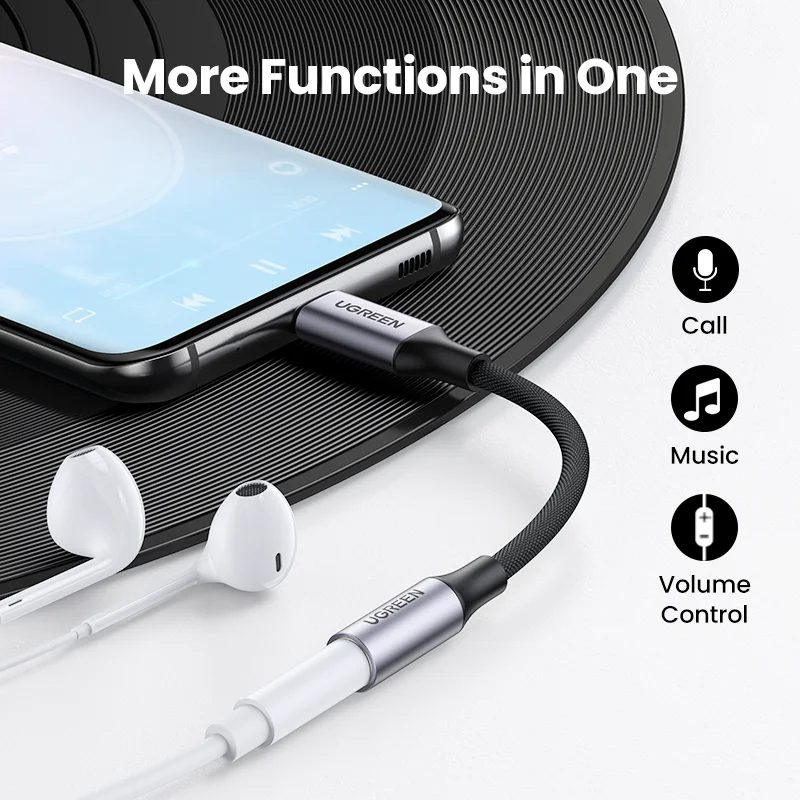 Cáp chuyển đổi âm thanh USB Type-C ra 3.5mm có chip DAC Ugreen 80154 cao cấp (Xám)