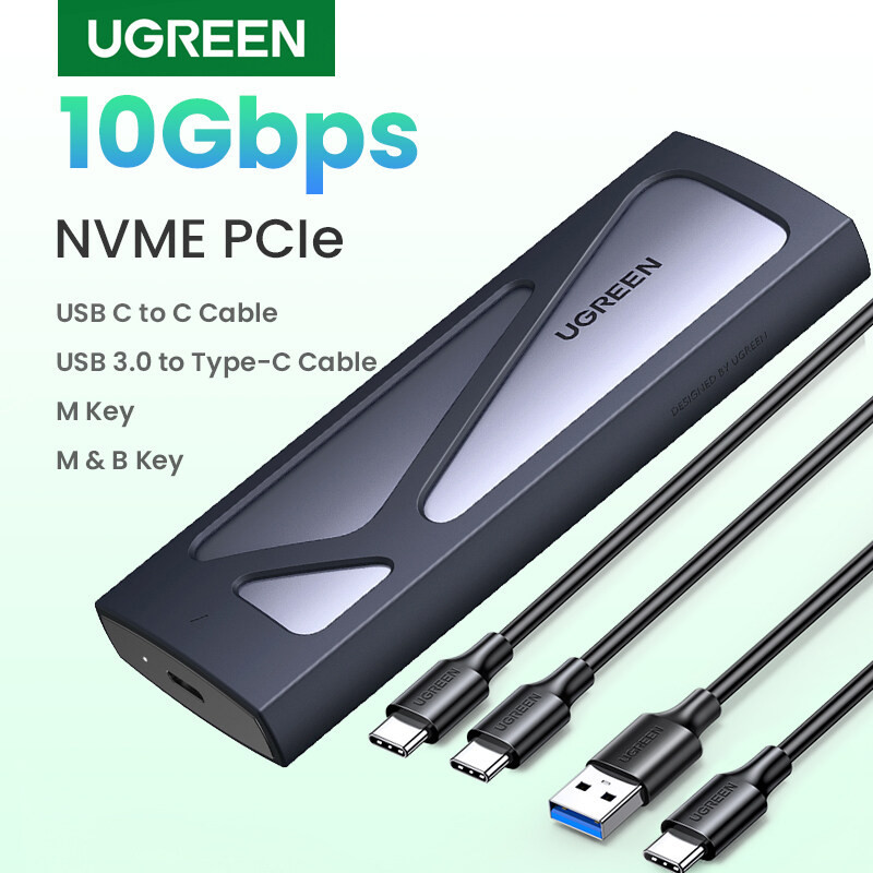 Box ổ cứng SSD M.2 hỗ trợ NVME+SATA USB Type-C 3.2 GEN2 tốc độ 10Gbps Ugreen 90264 cao cấp (Max 2TB)
