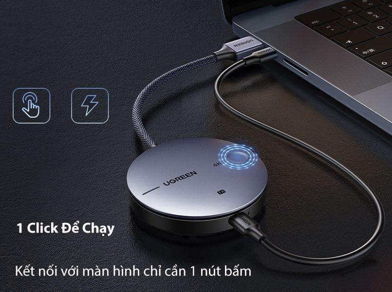 Bộ phát nhận tín hiệu HDMI+VGA không dây 50m 4K@30hz sóng 2.4/5Ghz Ugreen 90909A CM586 cao cấp