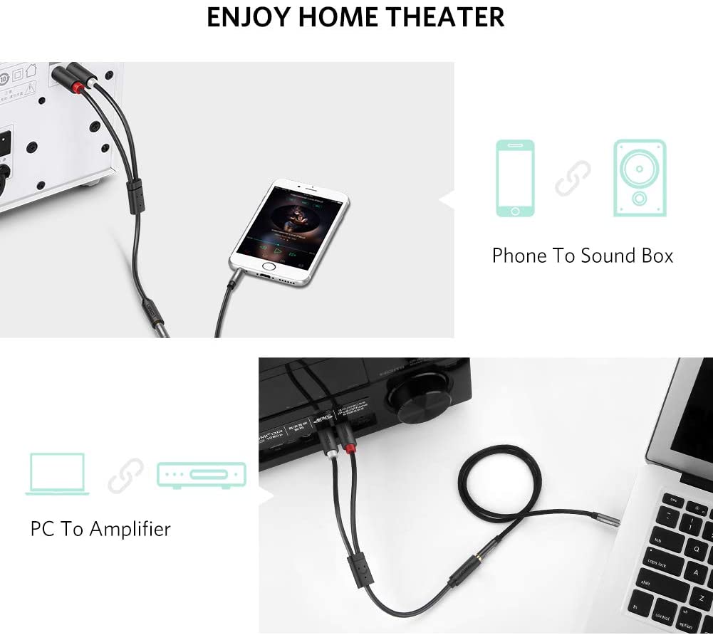 Dây chuyển đổi 3.5mm ra 2RCA (HOA SEN) Dài 1-8m UGREEN AV102