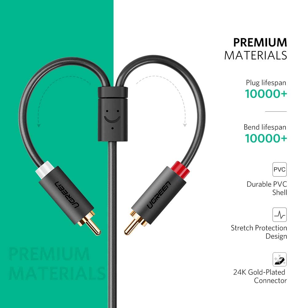 Dây chuyển đổi 3.5mm ra 2RCA (HOA SEN) Dài 1-8m UGREEN AV102