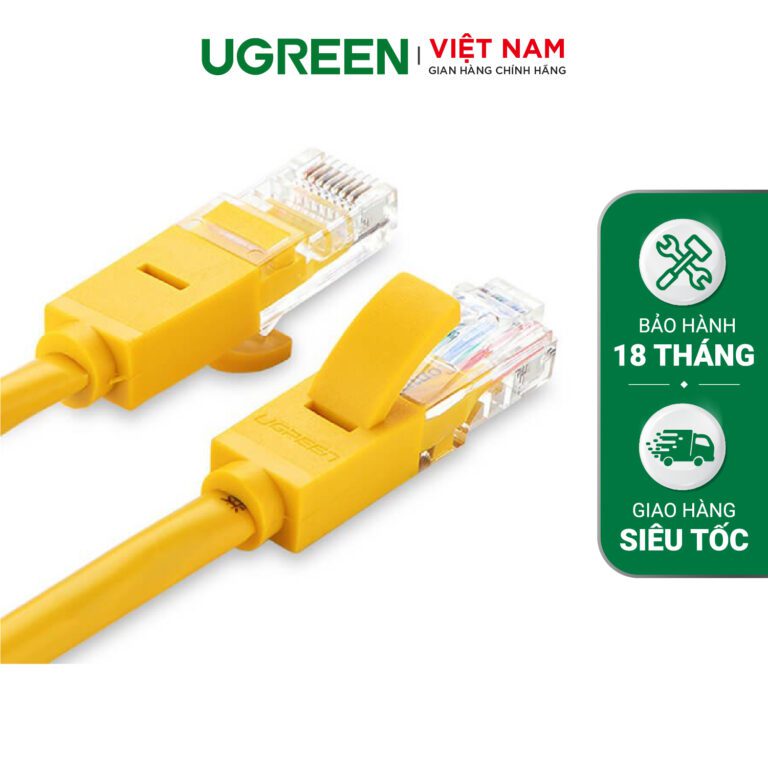 Cáp mạng đúc sẵn Cat5e 3M Ugreen 11232 màu vàng cao cấp