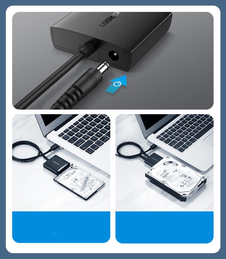 Cáp chuyển đổi USB 3.0 sang SATA cho ổ cứng SATA 2,5 /3,5 inch Ugreen 60561 cao cấp (kèm nguồn)