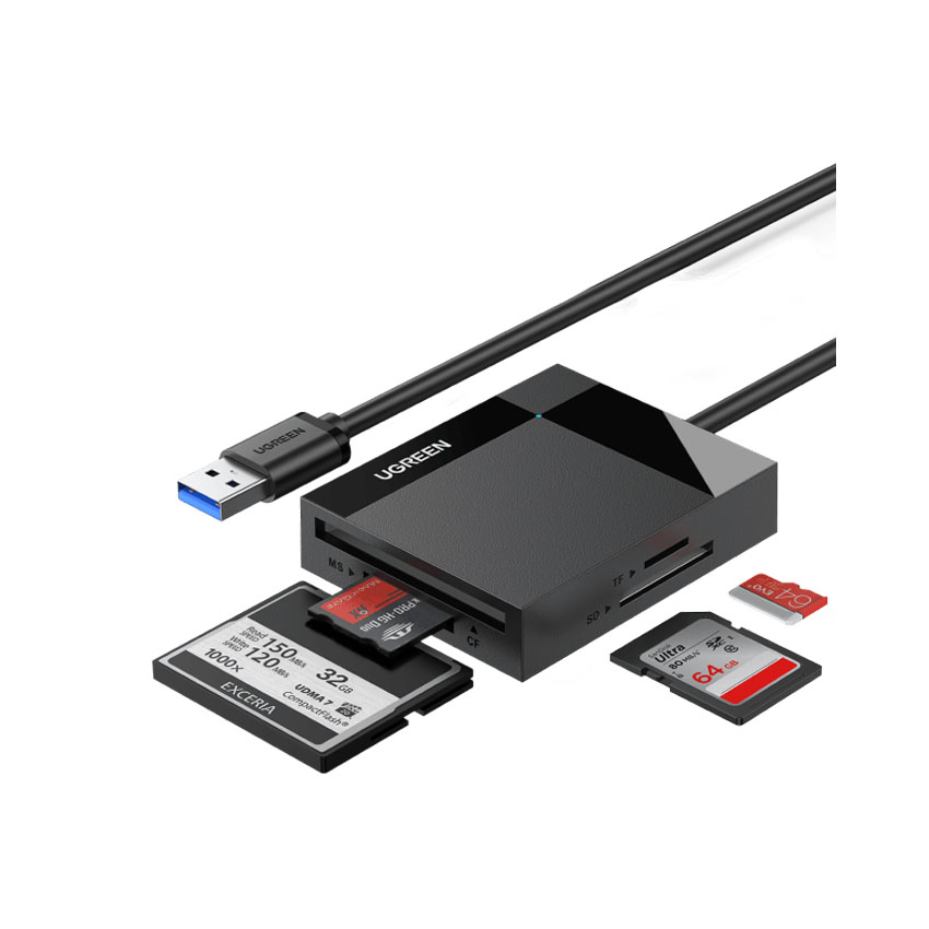Đầu đọc thẻ USB 3.0 hỗ trợ SD/TF chính hãng Ugreen 20250 cao cấp