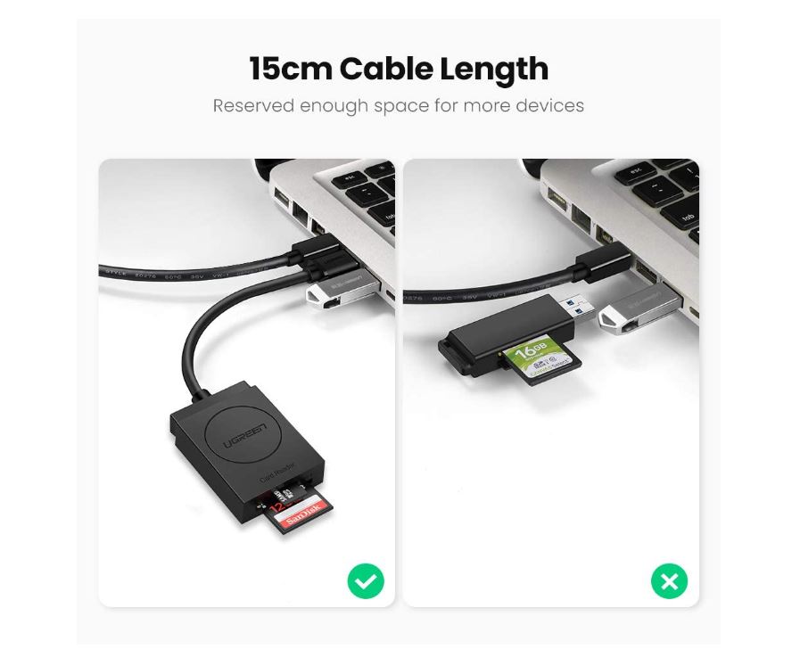 Đầu đọc thẻ USB 3.0 hỗ trợ SD/TF chính hãng Ugreen 20250 cao cấp