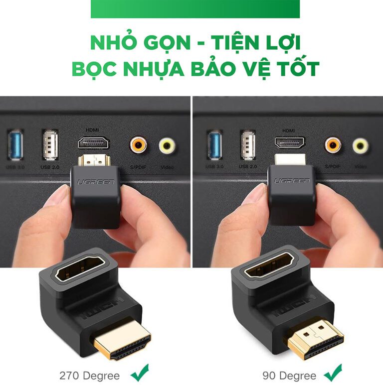 Đầu nối HDMI vuông góc 90 độ Ugreen 20109 (bẻ xuống)