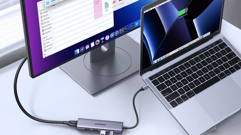 Hub chuyển đổi USB Type-C 5 trong 1 ra HDMI 4K@30Hz, USB 3.0 x 3, Sạc PD 100W Ugreen 15596 cao cấp