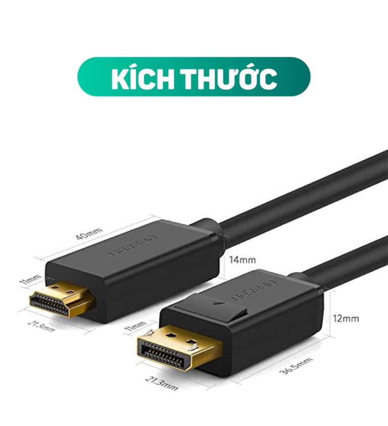 Cáp Displayport 1.2 to HDMI dài 5m hỗ trợ 4K*2K Ugreen 10204 cao cấp