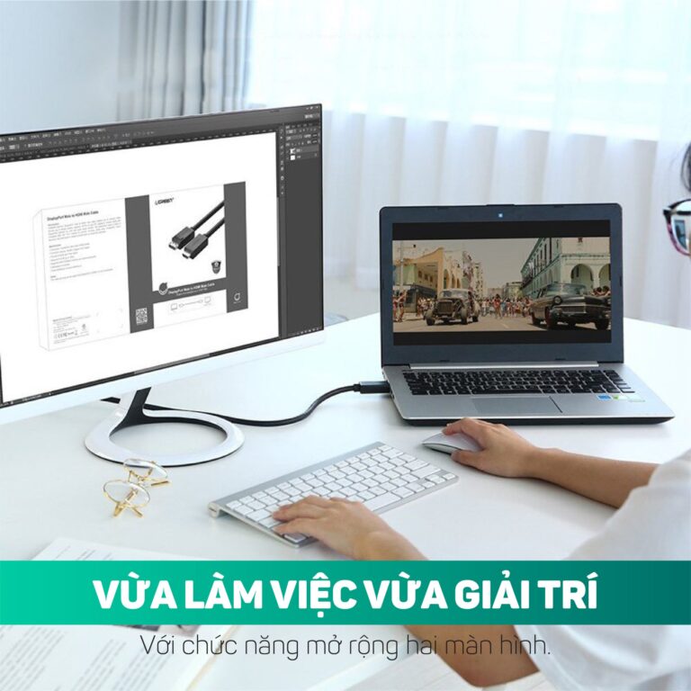 Cáp Displayport 1.2 to HDMI dài 5m hỗ trợ 4K*2K Ugreen 10204 cao cấp