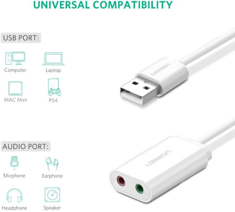 Card sound USB 2.0 to 3.5mm chính hãng Ugreen 30143 cao cấp