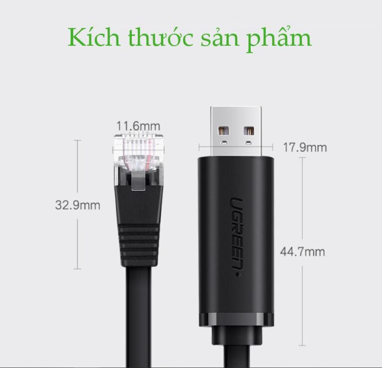Cáp lập trình Console USB to RJ45 FTDI dài 1,5M chính hãng Ugreen 50773 cao cấp