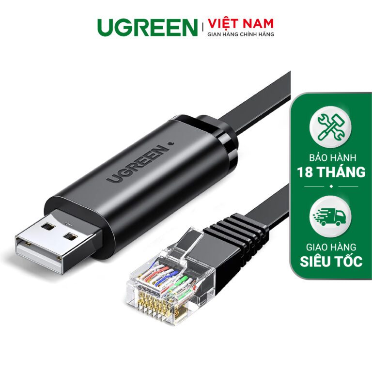 Cáp lập trình Console USB to RJ45 FTDI dài 1,5M chính hãng Ugreen 50773 cao cấp