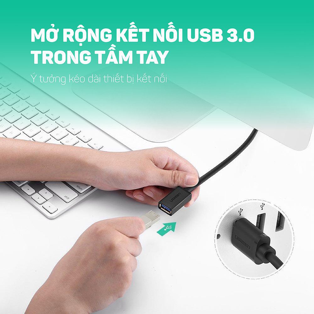 Cáp nối dài USB 3.0 dài 1,5m âm dương Ugreen 30126 chính hãng