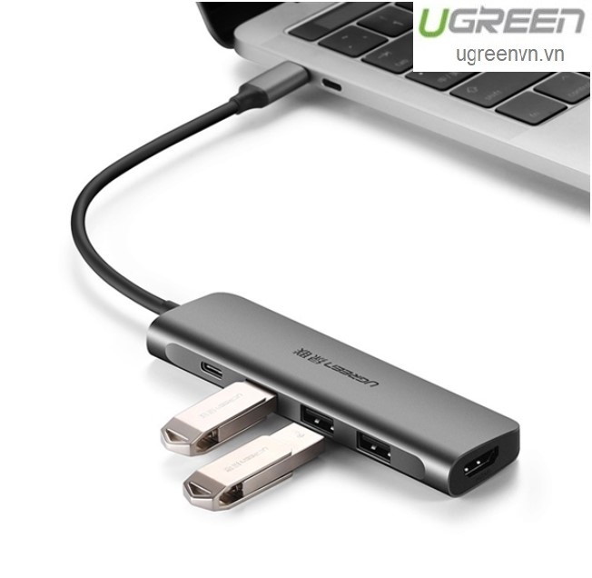 Thiết bị mở rộng USB type-C sang HDMI/ Hub USB 3.0 hỗ trợ sạc cổng USB-C chính hãng Ugreen 50209