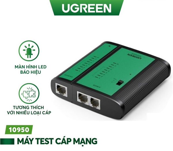 Thiết bị test tín hiệu RJ11, RJ45 dây mạng, dây điện thoại Network Cabe Tester Ugreen 10950 cao cấp