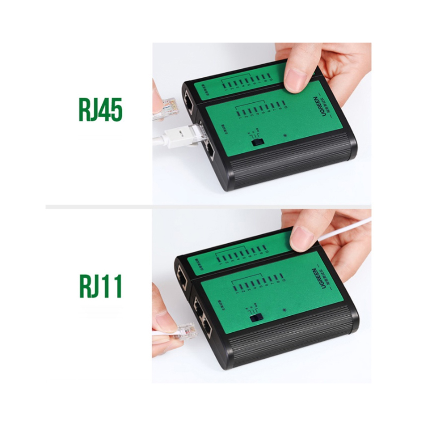 Thiết bị test tín hiệu RJ11, RJ45 dây mạng, dây điện thoại Network Cabe Tester Ugreen 10950 cao cấp