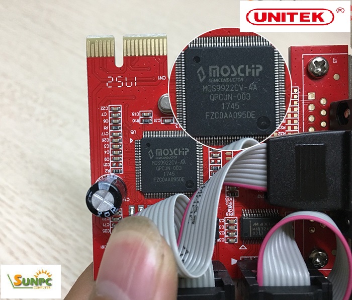 Card PCI-E to 2 RS232 Unitek Y-7504 Moschip MCS9922