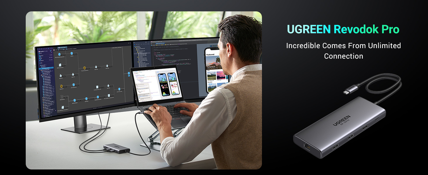 Docking Station 10 in 1 Type-C Thunderbolt Revodok Pro 210 ra HDMI, USB, LAN, SD/TF, PD Ugreen 15534