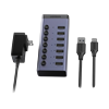 Bộ HUB chia 7 cổng USB 3.0 tốc độ 5Gbps vỏ nhôm, công tắc Ugreen 90307 (kèm nguồn 12V2A-EU) cao cấp