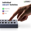Bộ HUB chia 7 cổng USB 3.0 tốc độ 5Gbps vỏ nhôm, công tắc Ugreen 90307 (kèm nguồn 12V2A-EU) cao cấp