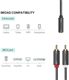 Cáp Audio 3.5mm âm ra 2 RCA dương dài 20cm Ugreen 10561 mạ vàng 24K cao cấp