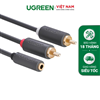 Cáp Audio 3.5mm âm ra 2 RCA dương dài 20cm Ugreen 10561 mạ vàng 24K cao cấp