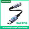 Cáp chuyển đổi âm thanh USB Type-C ra 3.5mm có chip DAC Ugreen 80154 cao cấp (Xám)