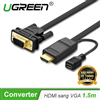Cáp chuyển đổi HDMI to VGA 1,5m hỗ trợ nguồn chính hãng Ugreen 30449 cao cấp